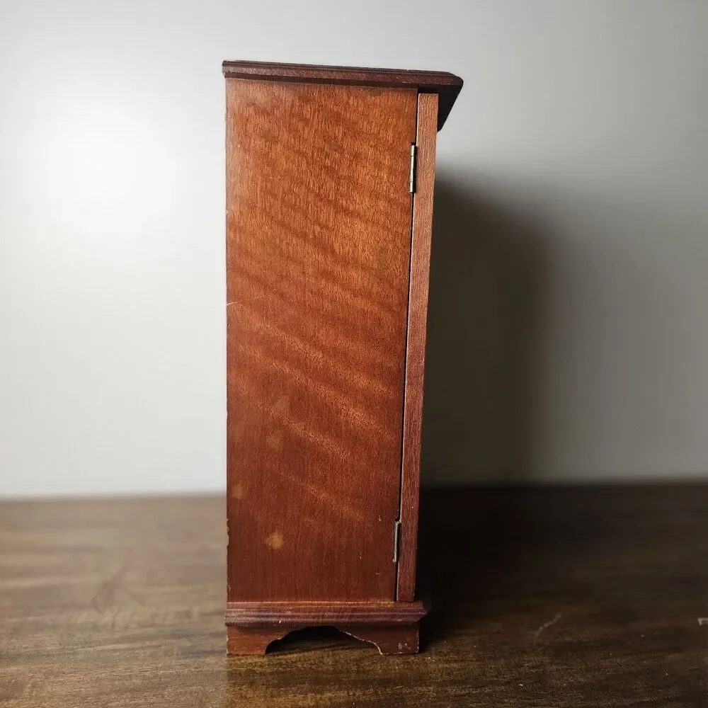 Large Vintage Wooden Jewelry Armoire with Gold-Etched Plexiglass Doors